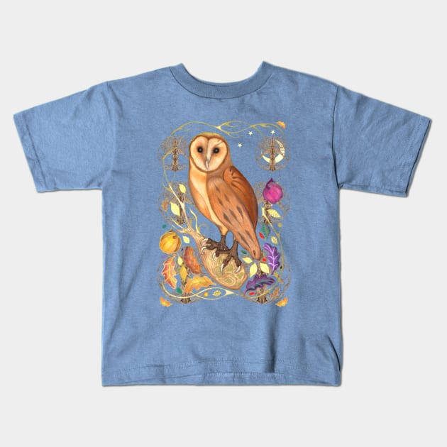 Harvest Moon Barn Owl Kids T-Shirt by nocturne-design